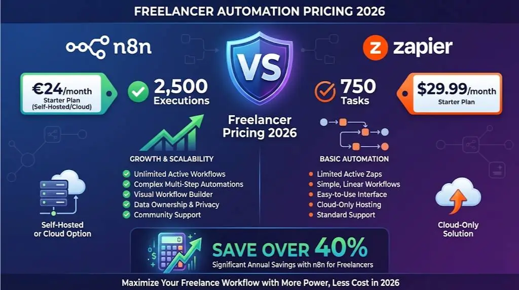 n8n vs Zapier pricing for freelancers